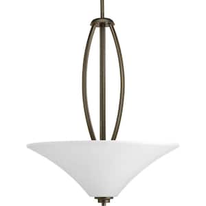 Joy Collection 3-Light Antique Bronze Foyer Pendant with Etched White Glass