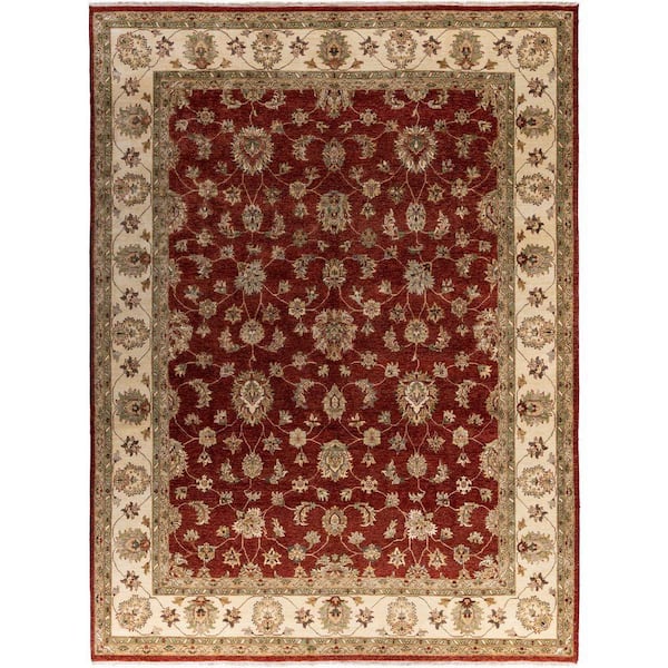Chloe & Olivia Home Oushak Red 9 ft. x 12 ft. Floral Wool Indoor Area ...