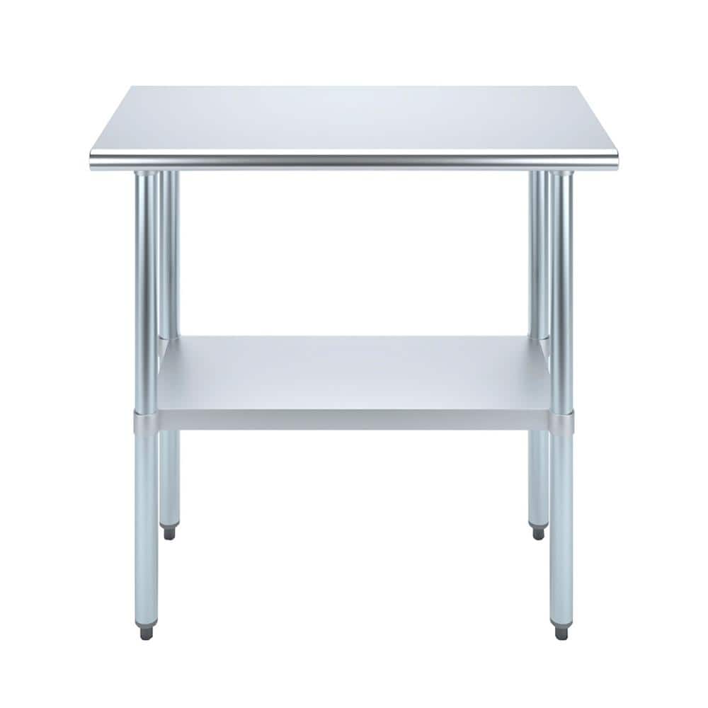 30" Stainless Steel Work Table with Galvanized Undershelf