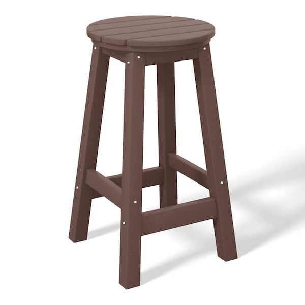 WESTIN OUTDOOR Laguna 24 in. Round HDPE Plastic Backless Counter Height Outdoor Dining Patio Bar Stool in Dark Brown