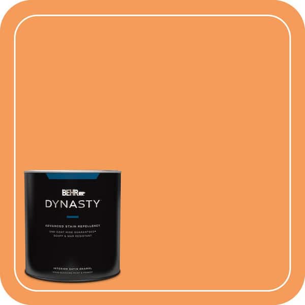 BEHR DYNASTY 1 qt. #260B-6 Blaze Orange Satin Enamel Interior Stain-Blocking Paint and Primer