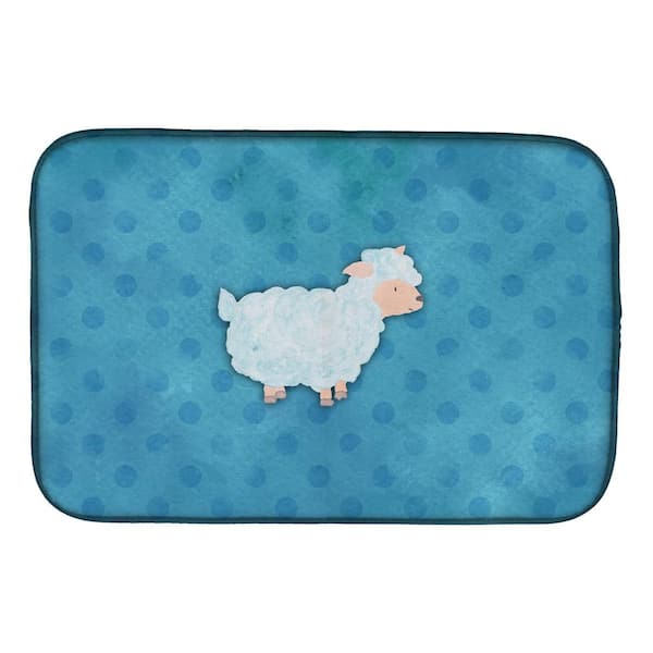 Polkadot Sheep Lamb Watercolor Dish Drying Mat Bb7390ddm