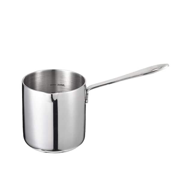 0.31 qt. Stainless Steel Butter Warmer Pot with Heat-Resistant Handle, Milk Warmer Pot, Mini Sauce Pan with Spout