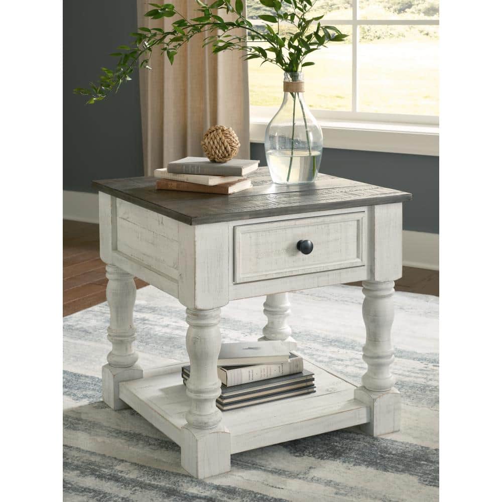 Signature DESIGN BY ASHLEY Havalance 25 in. White/ Gray Squre Wood