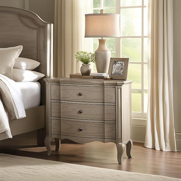 Acme Furniture Chelmsford 3-Drawer Antique Taupe Nightstand 30 in. x 30 in. x 18 in.