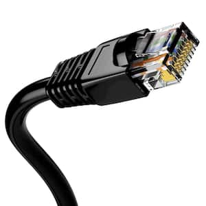 100 ft. Black CMR Cat 5e 350 MHz 24 AWG Solid Bare Copper Ethernet Network Cable- RJ45 Plug Heat Resistant