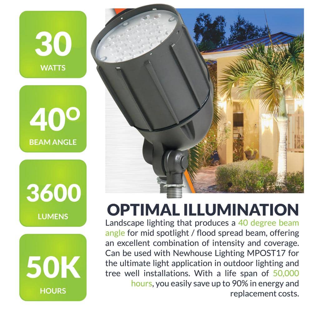 30W Bronze Integrated LED Outdoor Flood Light with Adjustable Mount