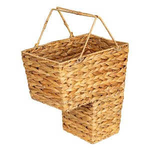 15.94 in. H x 9.44 in. W x 14.96 in. D Natural Handwoven Water Hyacinth Cube Storage Basket