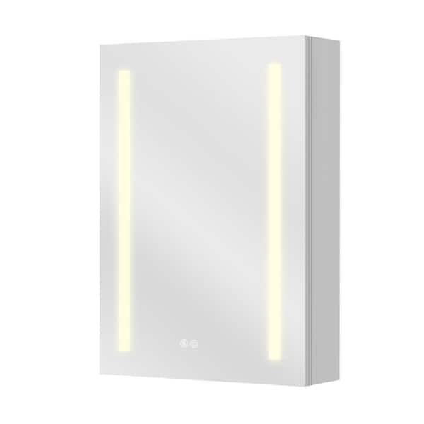 Getpro 20 in. W x 30 in. H Rectangular White Waterproof Aluminum Surface Mount Medicine Cabinet with Mirror and Glass Shelves