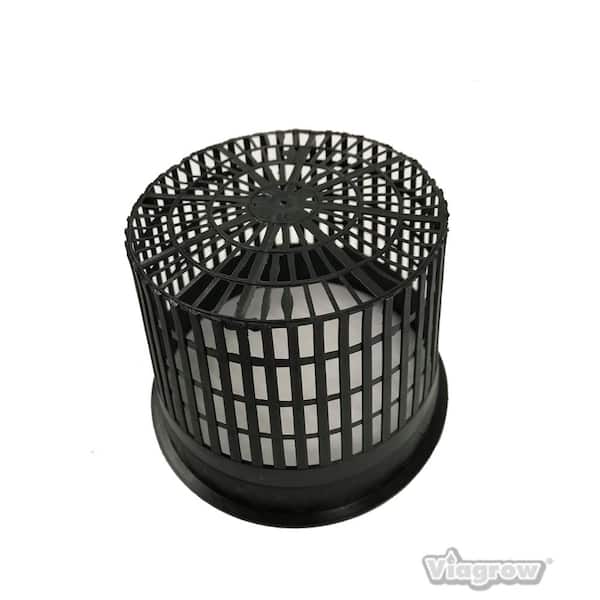 Viagrow 6 in. Black Round Cup with Slotted Black Plastic Mesh Net