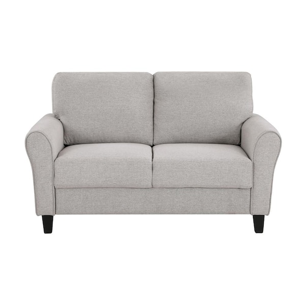 EVERGLADE HOME Aleron 58 in Round Arm Fabric Straight in Gray