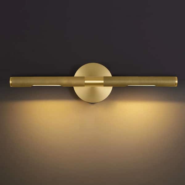 24 in. 2-Light Brass Dimmable LED Wall Sconce, 360° Rotatable Wall Sconce, Picture Light for Artwork (Bulbs Included)