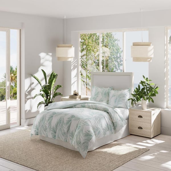 Canyon Palms 3-Piece Green Cotton Full/Queen Duvet Cover Set