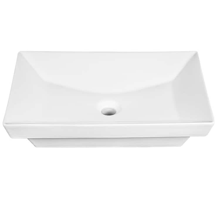 Glacier Bay 22 in. Semi-Recessed Rectangular Vessel Bathroom Sink in White