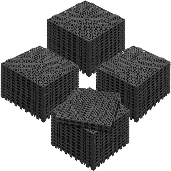Interlocking Tile 50 PCS, Drainage Tiles, Black, 12 in. W x 12 in. L x 0.6 in. T, PVC, Gym Flooring Mat, (50 sq. ft. )