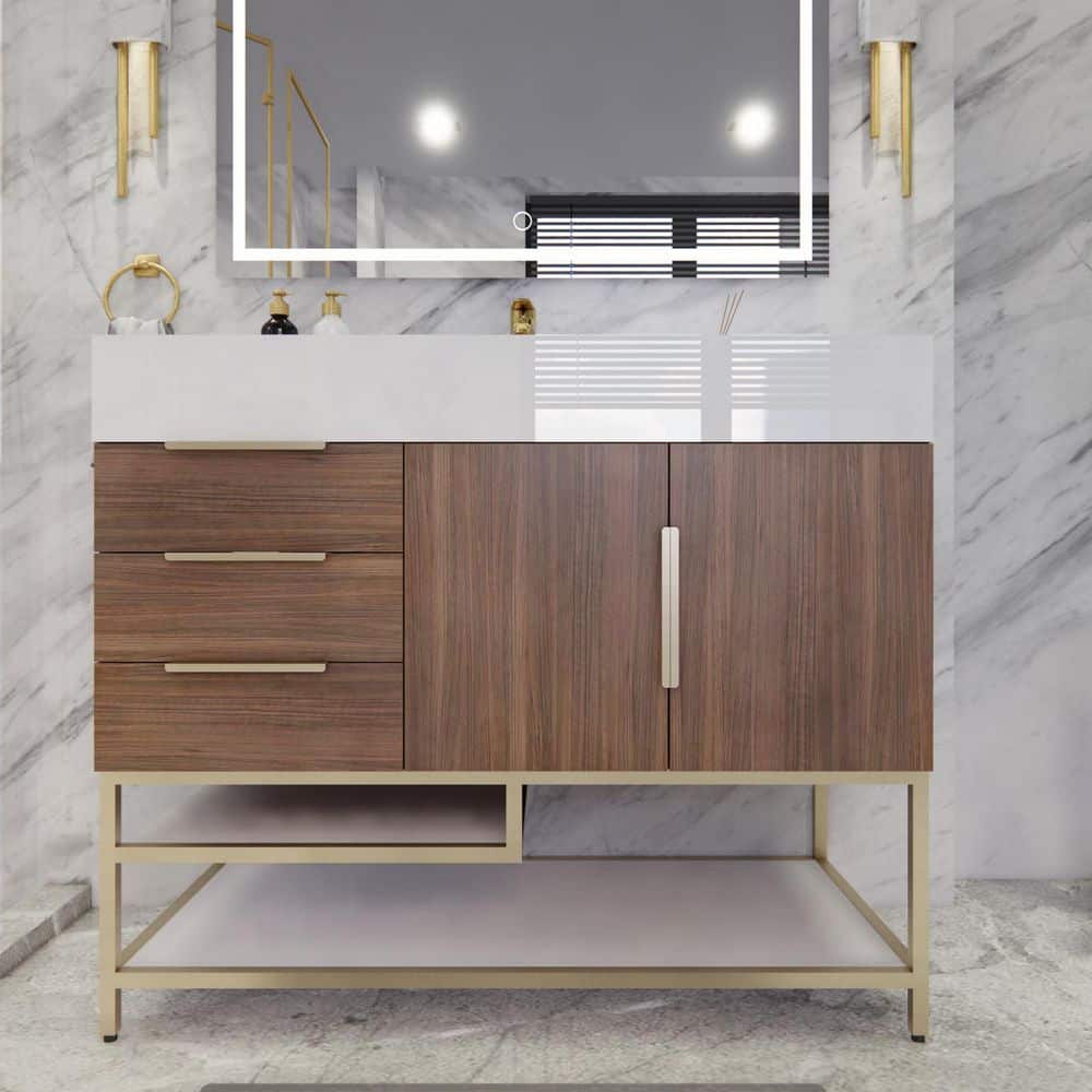 Bethany 42 in. W x 20 in. D x 36 in. H Single Sink Freestanding Bath Vanity in Rosewood with White Acrylic Top price history on PriceWatchPro