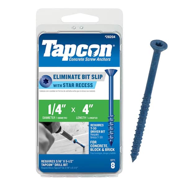 Tapcon 1/4 in. x 4 in. Star Flat-Head Concrete Anchors (8-Pack)