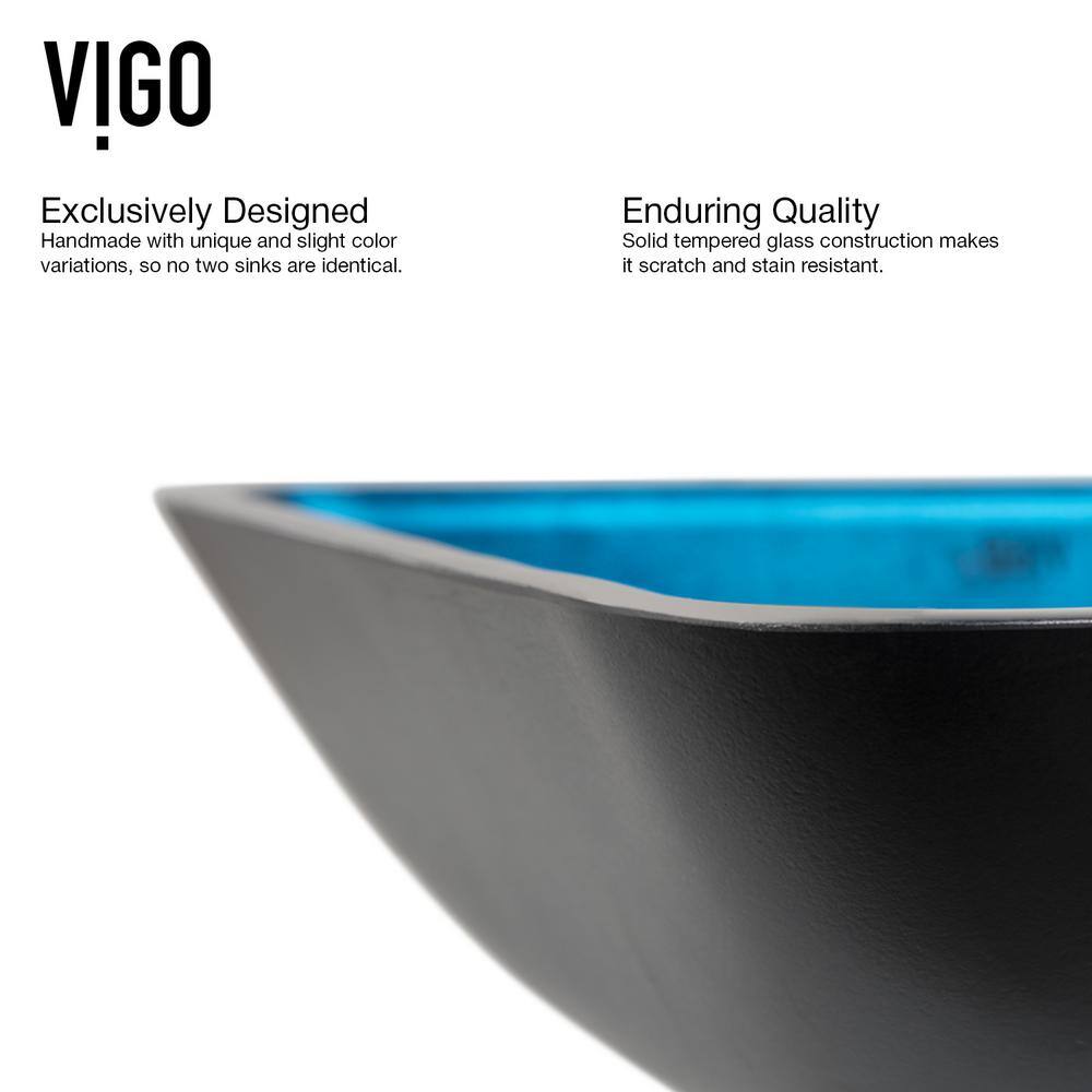 Turquoise Blue Glass Vessel Bathroom Sink with Chrome Faucet