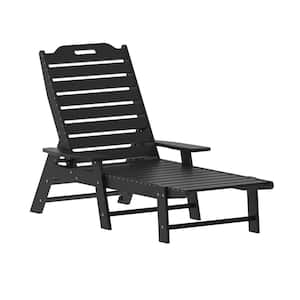 Black Plastic Outdoor Lounge Chair in Black (Set of 2)