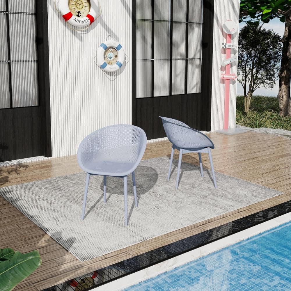 23 in. W Light Baby Blue Polypropylene Outdoor Lounge Chairs, Weather-Resistant, Set of 2 price history on PriceWatchPro