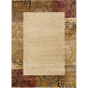 Tayse Rugs Elegance Floral Beige 7 ft. x 10ft. Oval Indoor Area Rug ...