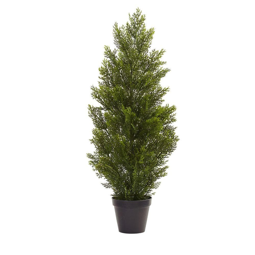 Elegant 3ft Mini Cedar Pine Silk & Plastic Outdoor Tree