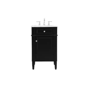 Timeless Home 21 in. W Single Bath Vanity in Black with Marble Vanity Top in Carrara with White Basin