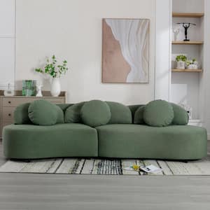103.9 in. Wide Armless Lamb Velvet Curved Modern Sofa in Green