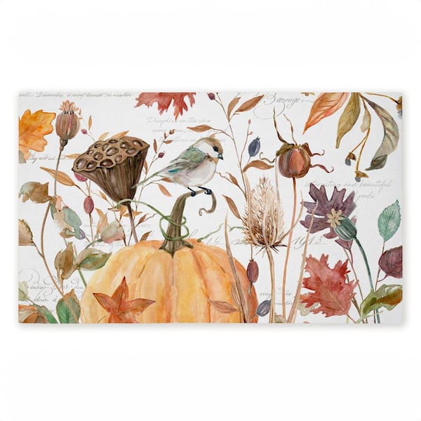 Harvest Home Sketchbook Orange 18 in. x 30 in. Polyester Non-Slip Outdoor Door Mat