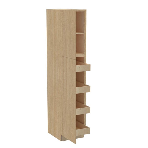 Home Decorators Collection Hargrove 18 in. W x 24 in. D x 84 in. H Assembled Plywood Pantry Kitchen Cabinet in Vanguard Oak with 4ROT Soft Close LH