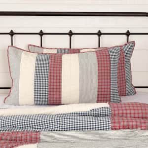 Hatteras Patch Red White Blue Americana Quilted Cotton King Sham