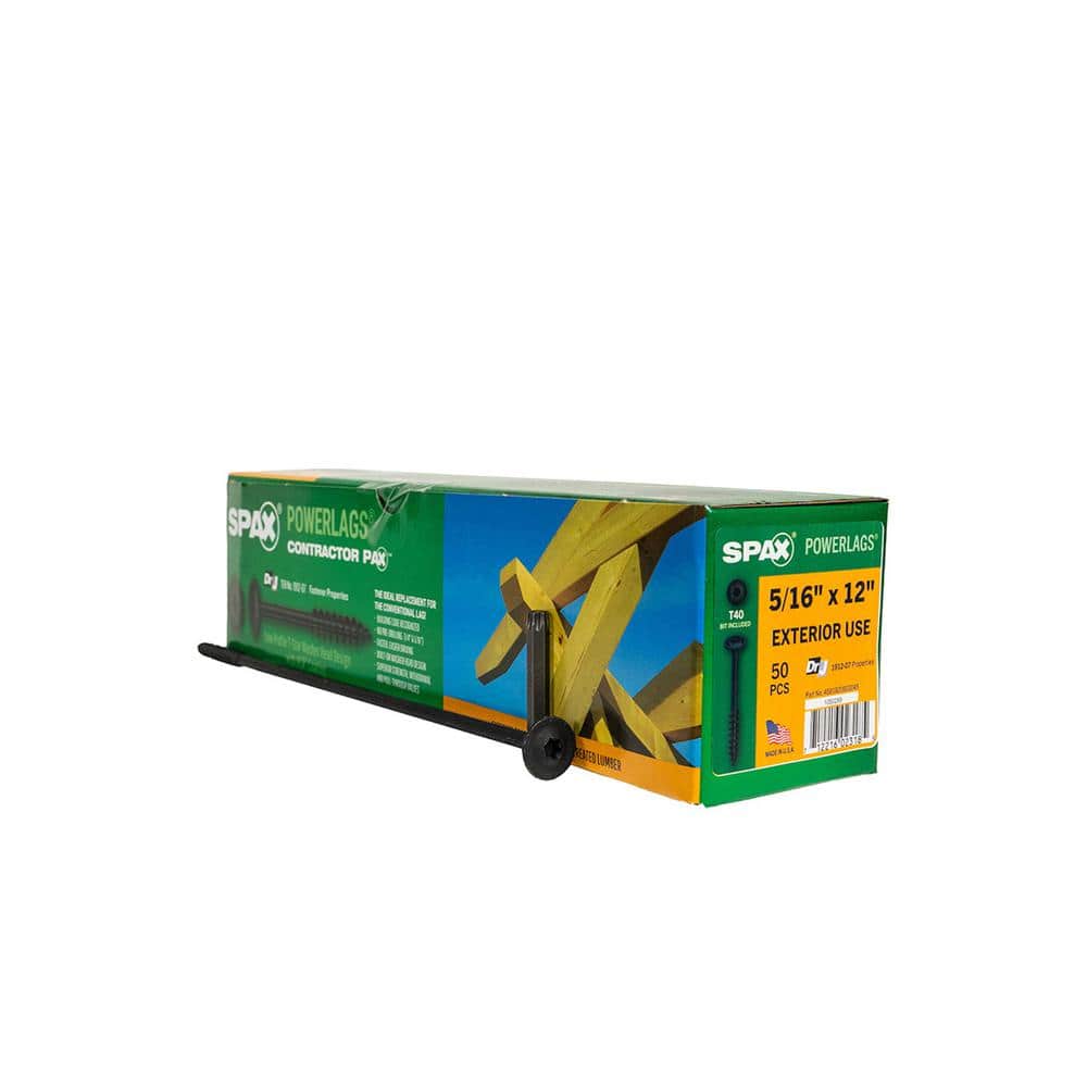 5/16 in. x 12 in. Exterior Washer Head Structural Wood Lag Screws Powerlags Torx T-Star (50 Each) Bit Included price history on PriceWatchPro