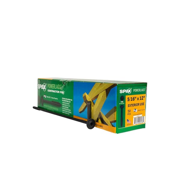 5/16 in. x 12 in. Exterior Washer Head Structural Wood Lag Screws Powerlags Torx T-Star (50 Each) Bit Included