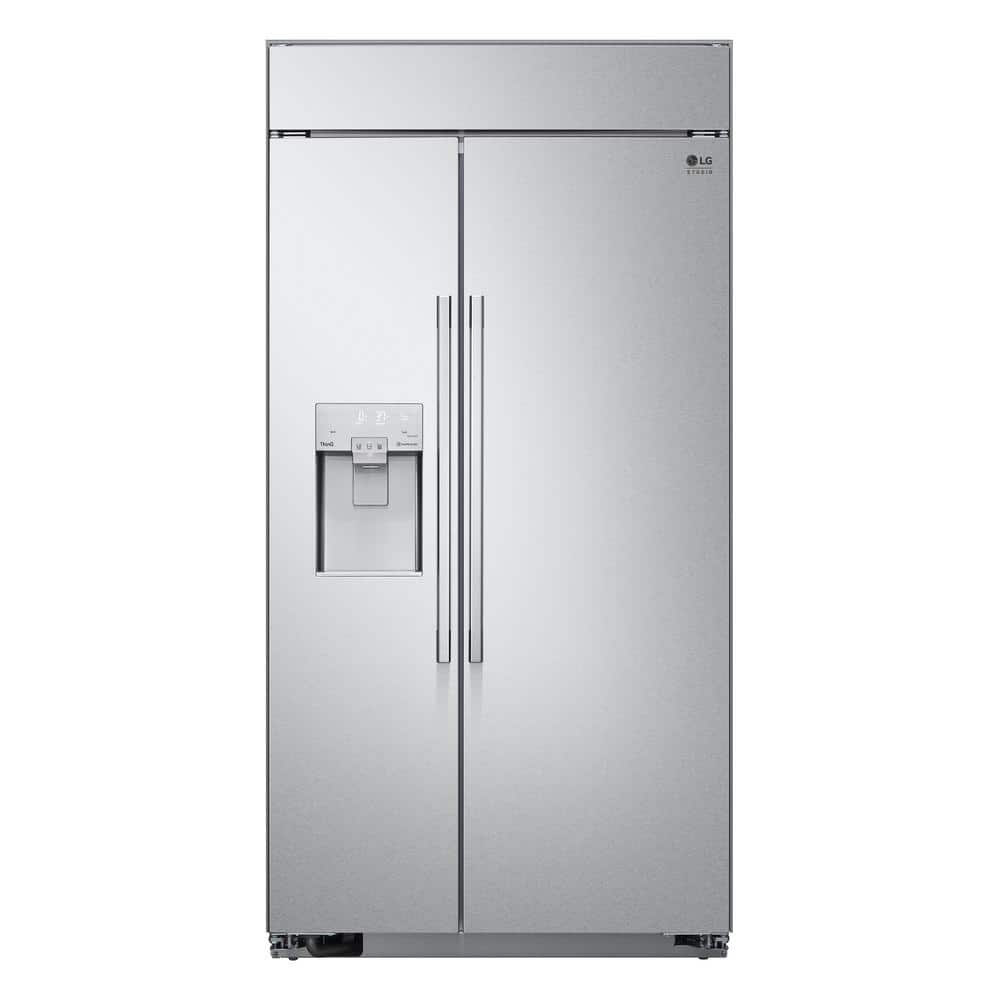 STUDIO 42 in. W 26 cu. ft. SMART Built-in Side by Side Refrigerator in Stainless Steel with Tall Ice & Water Dispenser