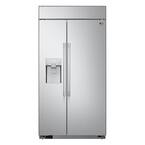 42 in. W 26.5 cu. ft. Built-in Side by Side Refrigerator with SpacePlus & In-Door ice in Stainless Steel, Cabinet Depth