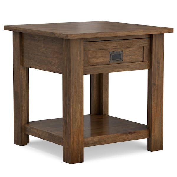 Monroe 22 in. W Rustic Natural Aged Brown End Table