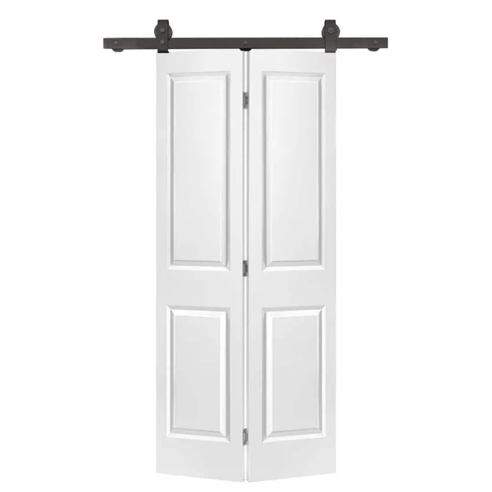 BARNER HOME Bi-Fold Doors, Half Tempered Glass Panel Closet Doors for 30in.  x 80 in Opening, Folding Closet Doors with Hardware Kits, MDF, White