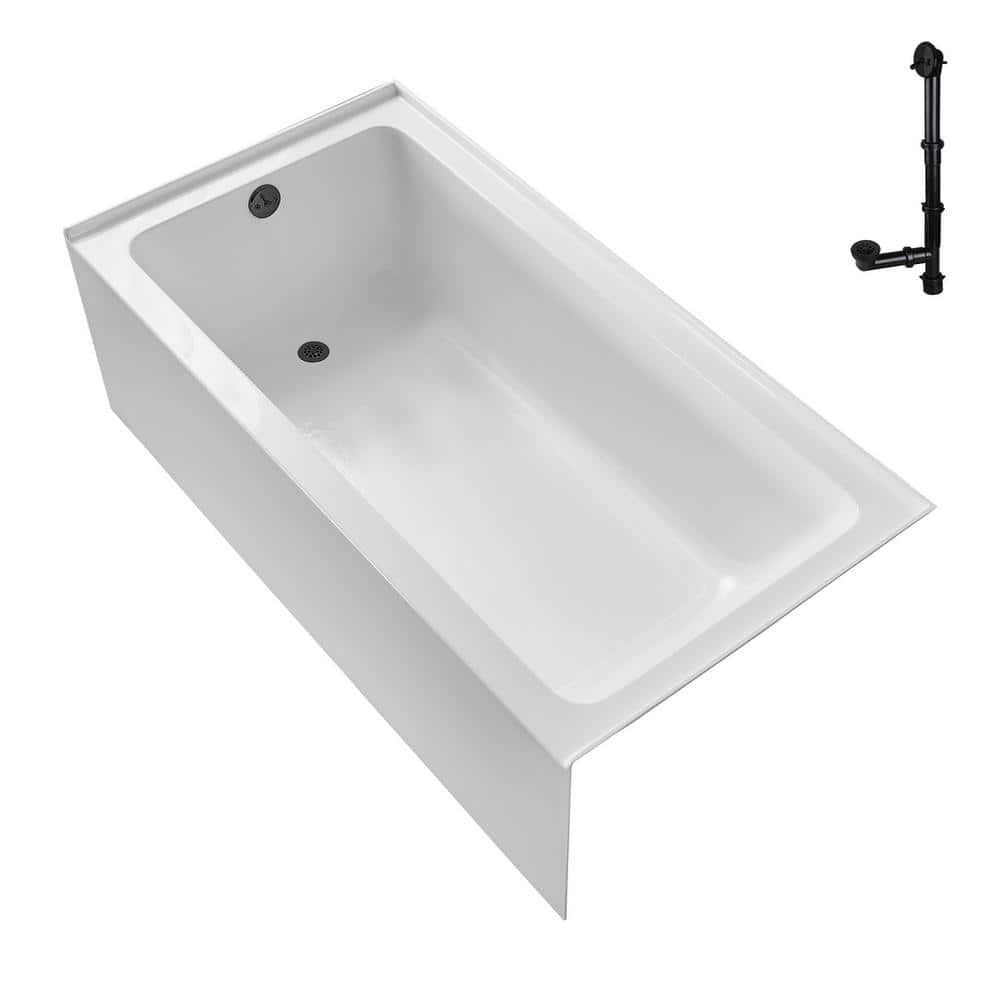 GA-303-8-BL 66 in. x 34 in. Acrylic Soaking Alcove Bathtub in Glossy White with Left-Hand Drain in Matte Black price history on PriceWatchPro