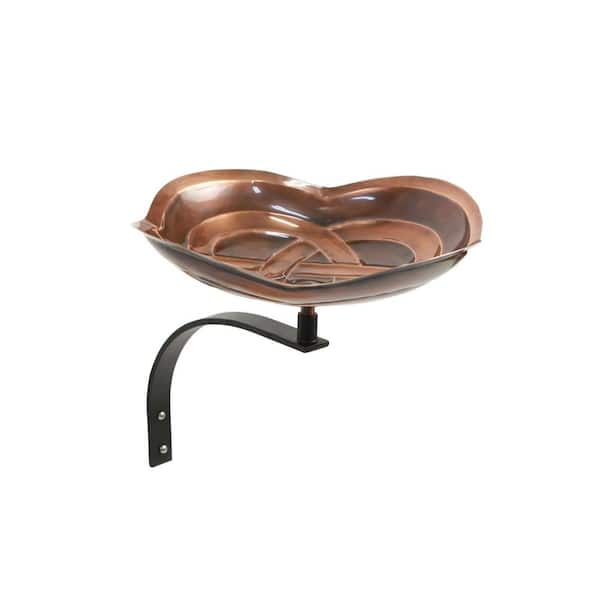 Celtic Dara Knot Birdbath w/Wall Mount Bracket, 13.75 in. Wide, Antique Copper Finish