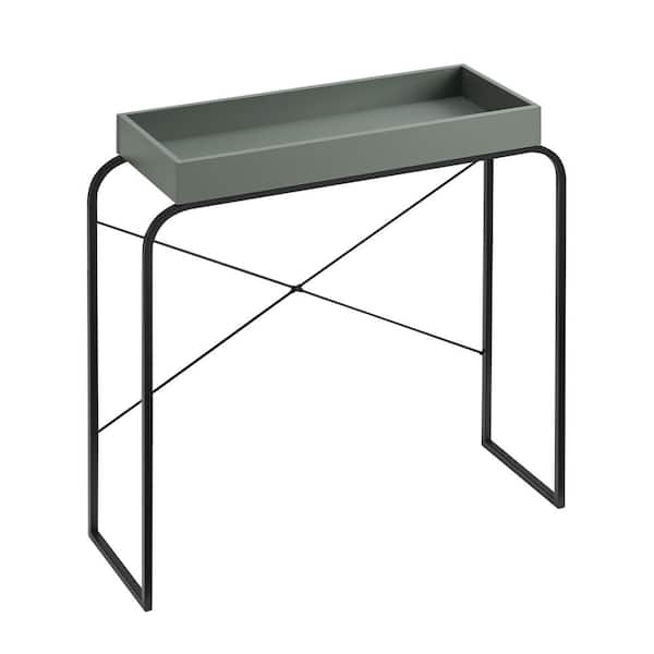 Yazzy 27.5 in. Sage Green Rectangle Wood Console Table With Raised Edges