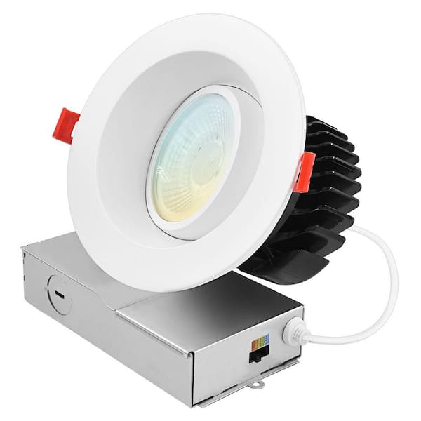 4 in. Integrated LED Recessed Light J-Box Gimbal 5CCT 18W 1500LM Dimmable Directional LED Downlight IC Rated Etl