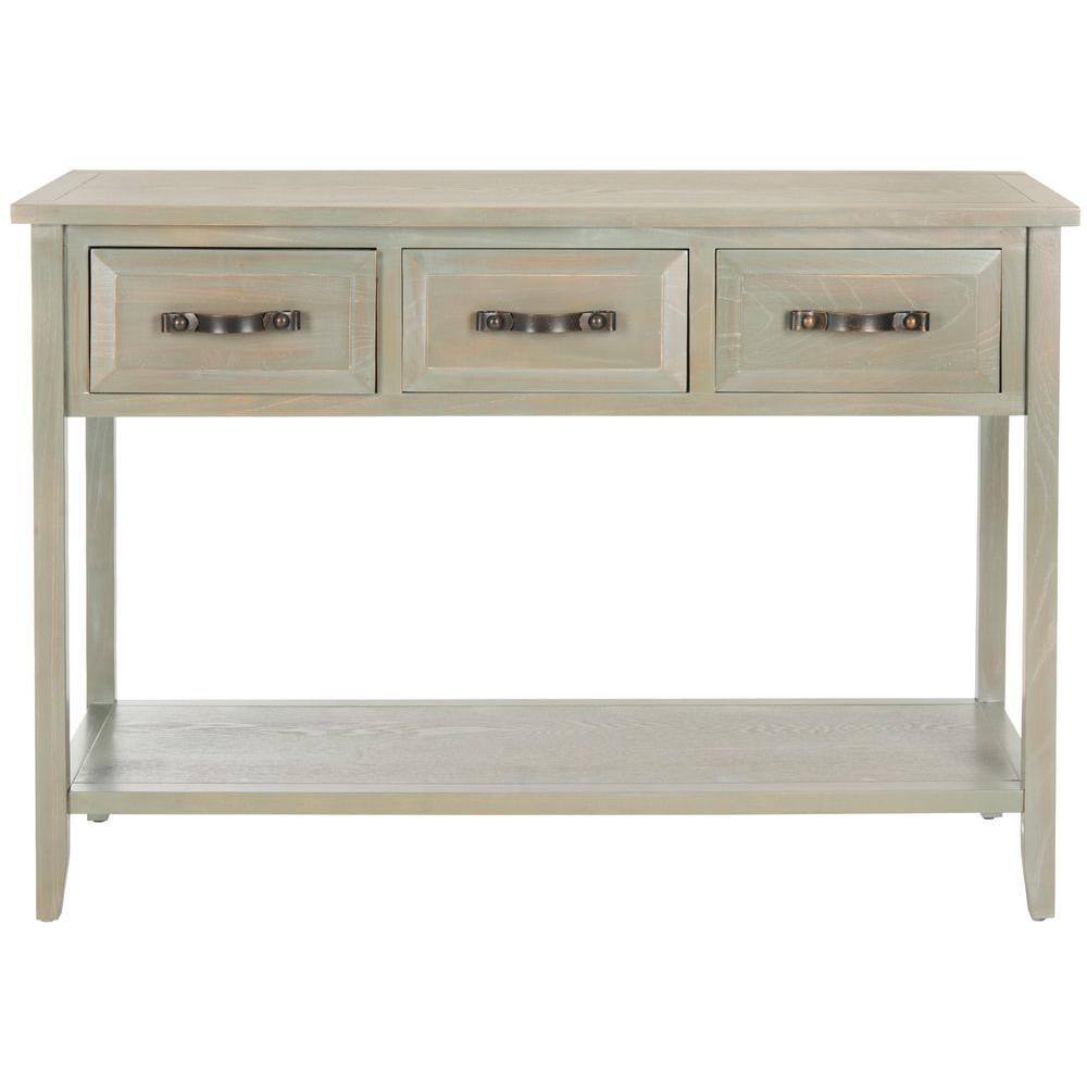 Transitional French Gray 3-Drawer Wood Console Table with Storage