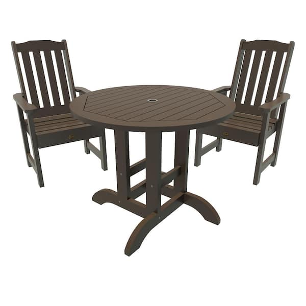 Highwood Springville 3-Pieces Round Recycled Plastic Outdoor Dining Set
