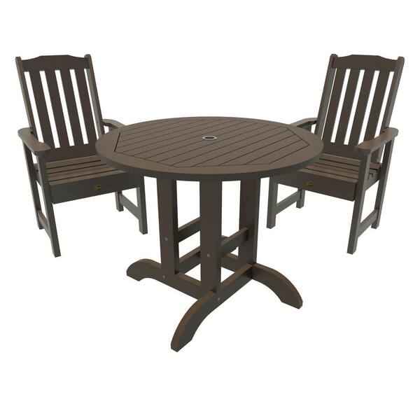 Highwood Springville 3Pieces Round Recycled Plastic Outdoor Dining Set