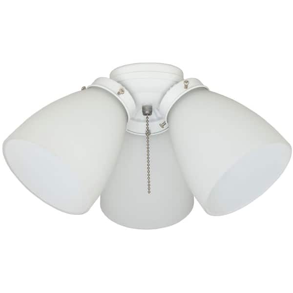 Elite 3 Light White Ceiling Fan Shades Led Kit Lk1906 The Home Depot - Ceiling Fan Lamp Fixture