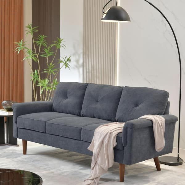 Allwex Zephyr 72 in. Straight Arm Polyester Fabrics Modern Rectangle 3-Seater Upholstered Sectional Sofa in Gray