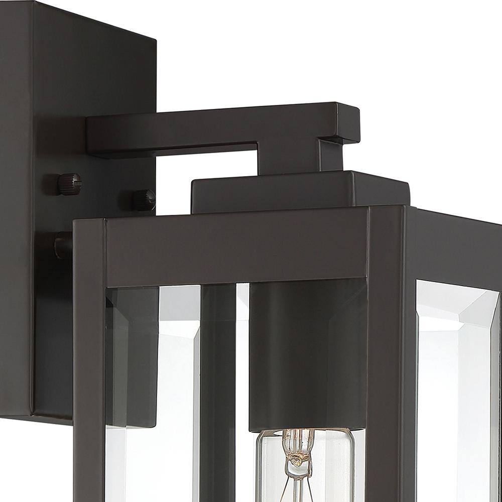 Elegant Bronze Outdoor Lantern with Clear Glass Panels - 14.25" Height