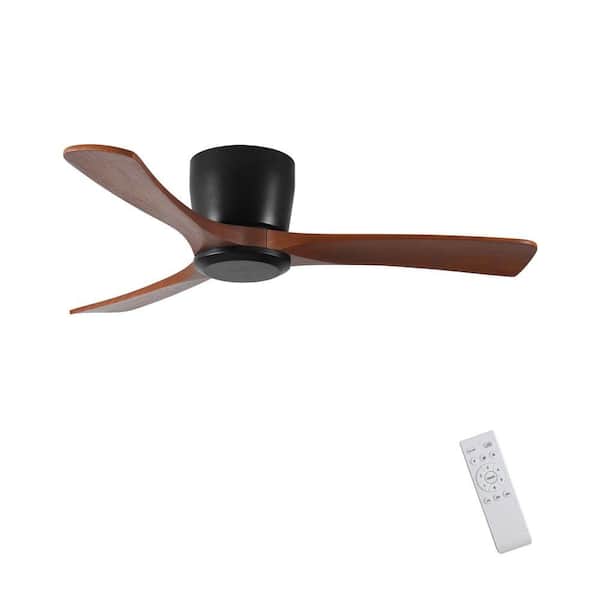42 in. W Indoor/Outdoor Black Flush Mount Ceiling Fan with 6 Speeds Reversible DC Motor, No Light