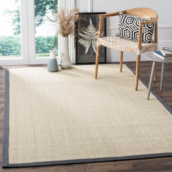 Natural Fiber Marble/Gray Doormat 2 ft. x 4 ft. Border Area Rug