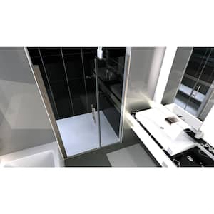 Illusion 45.75 to 47 in. x 70 in. Semi-Frameless Hinged Shower Door with Handle in Brushed Nickel and Clear Glass